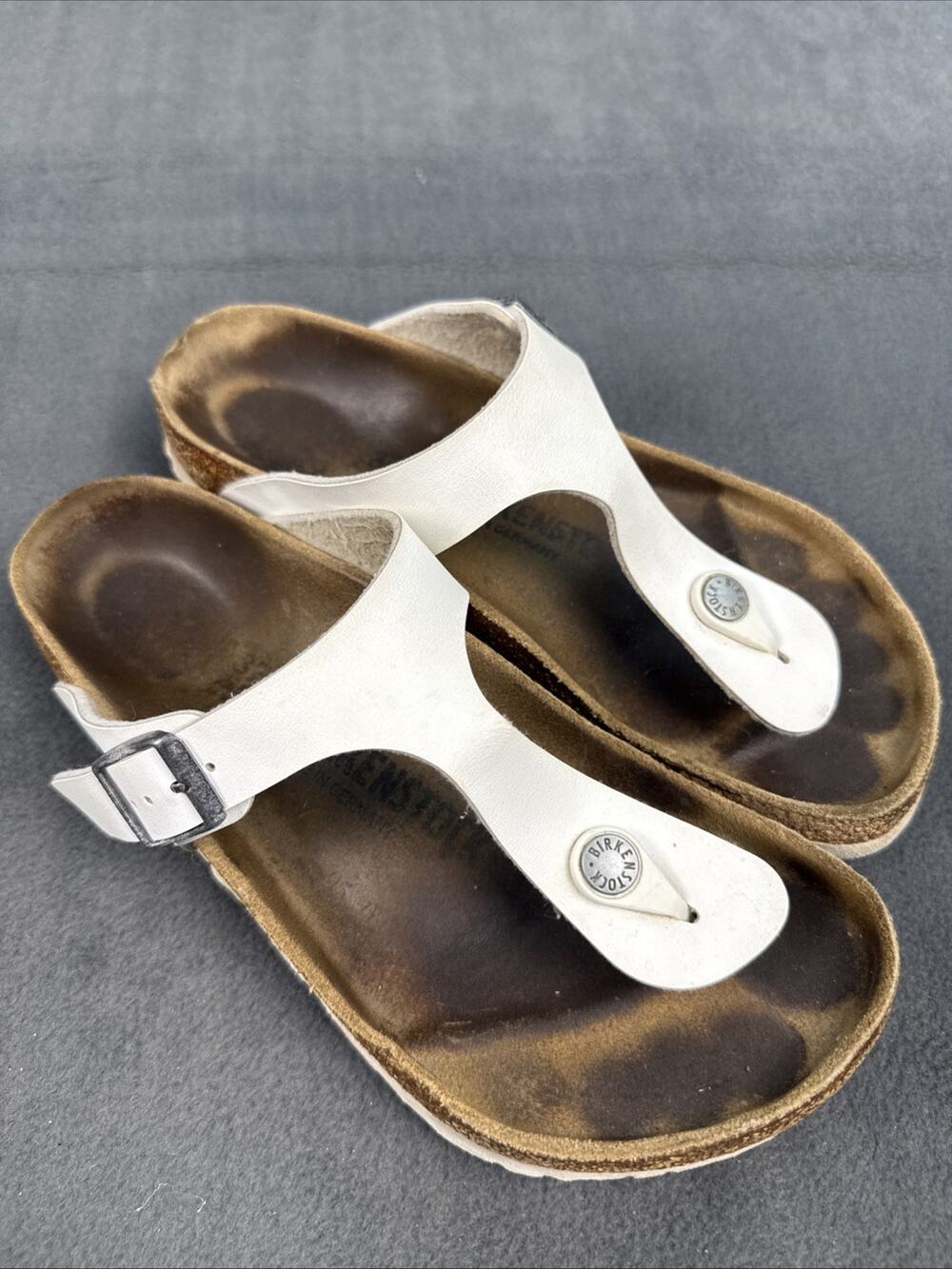 Birkenstock Gizeh Sandals Women’s 37 White Leather Thong Shoes
